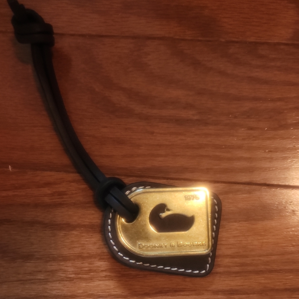 Dooney & Bourke Gold Emblem Black Leather Keychain